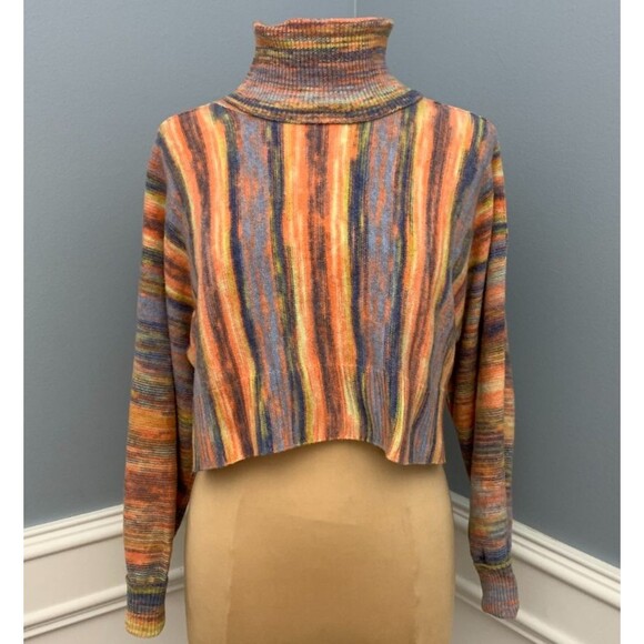 Urban Outfitters Sweater Womens M Finley Cropped Turtleneck Striped Pullover - Picture 1 of 10